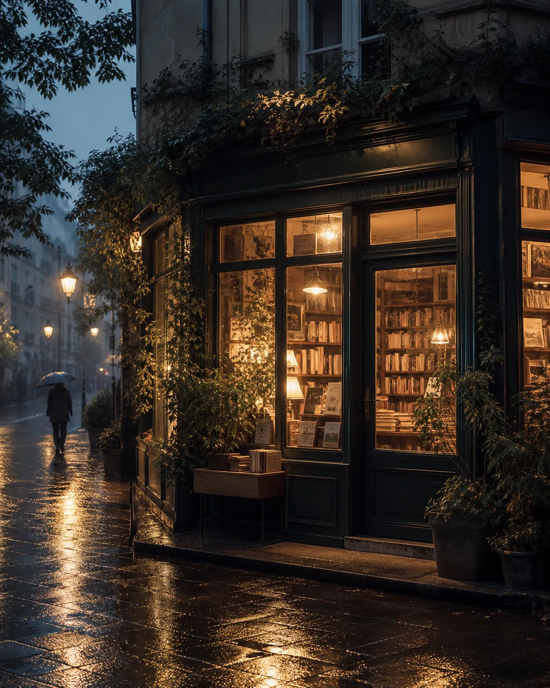 雨后街角书店的傍晚主画面
